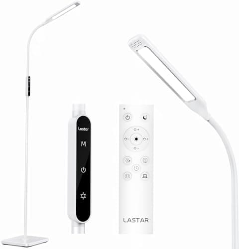 Image of Lastar LED Floor Lamp, Reading Standing Lamps with Remote and Touch Control for Living Room, Bedroom, Office with 4 Color Temperature & 4 Brightness Levels, 60 min Timer & Memory Function (White)