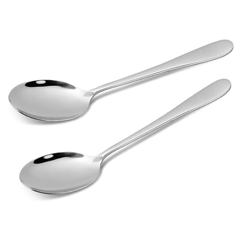 Image of CAMRI Serving Spoon Set of 2- Stainless Steel Large Serving Spoons for Buffet, Home, Kitchen & Restaurants, Mirror Polished, Dishwasher Safe (C61 - Pack of 2)