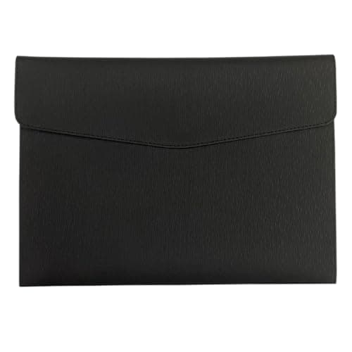 Image of Oneyijun PU Leather A4 File Folder Document Holder Waterproof Portfolio Envelope Folder Case with Snap Closure 13x9.5 inch Black
