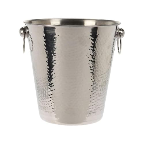 Image of GEEZY Stainless Steel Ice Bucket – Hammered Finish Wine Cooler, Elegant Champagne Holder with Handles, Perfect for Parties & Outdoor Events, Stylish Gift Option for Drink Lovers