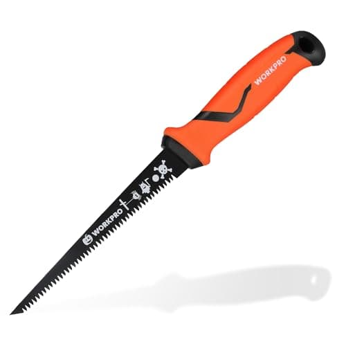 Image of WORKPRO 150 mm Jab Saw, Fast Cut Drywall Saw, Triple Edge Pad Saw with Bi-Metal Blade for Wallboard, Plasterboard and Plywood, 8 TPI Blade Hand Saws, Professional Pumpkin Carving Tools with Gift Box