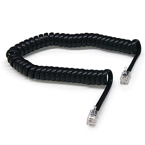 Image of Waytex 39105 Telephone Handset Cord Expandable Spiral Flat Cable RJ9 35 cm to 2 m