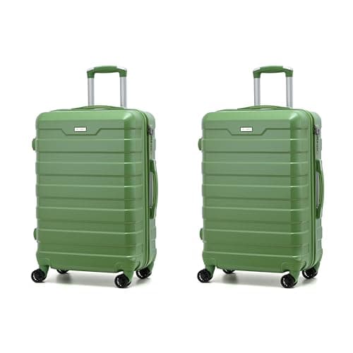 Image of RMW 2-Piece Cabin Luggage Set 20” Hard Shell Suitcases, Lightweight PC Travel Trolley Cases with TSA Lock, 4 Spinner Wheels, Durable Scratch-Resistant Carry-On Set (Army Green, Cabin 20" X 2)