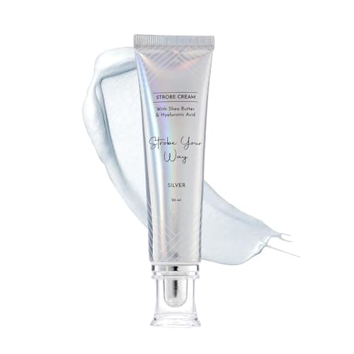 Image of Strob.e Cream - Silver | Primer + Highlighter + Moisturizer | Shea Butter & Hyaluronic Acid | Intense Hydration | Flawless Radiant Dewy Skin | Illuminating & Glowing Makeup Base, 30Ml (Pack OF 1)