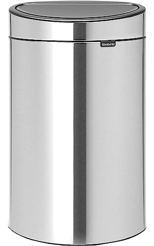 Image of Brabantia Touch Bin New Recycle - 10L / 23L Inner Buckets (Matt Steel) Flat-Backed Waste/Recycling Kitchen Bin with Removable Sorting Compartments
