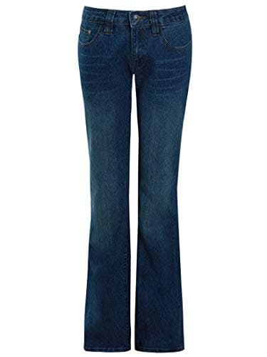 Image of SS7 Womens Mid Blue Relaxed Fit Flared Denim Jeans