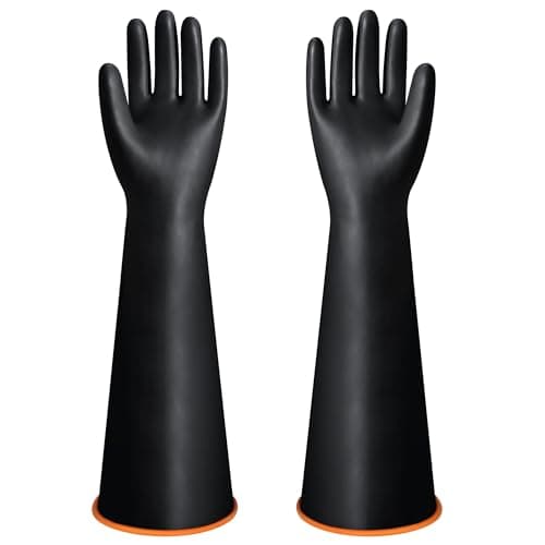 Image of Latex Chemical Gloves Resistant Rubber PPE Industrial Safety Work Protective Long Gauntlets Gloves, 22" Black Heavy Duty Gloves, Resist Strong Acid, Alkali and Oil