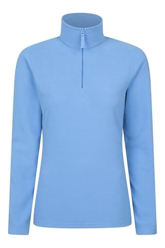 Image of Mountain Warehouse Camber Half Zip Women's Fleece - Lightweight, Warm & Cosy Half Zip Sweatshirt - Best for Spring Summer, Camping, Outdoors, Travelling & Hiking Bright Blue (Plain) XL