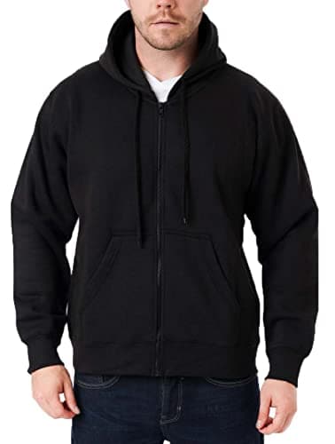 Image of LABEL APPAREL Mens Zip Up Hoodie 300GSM Fleece Plain Pullover Zipped (UK, Alpha, XL, Regular, Regular, Black)