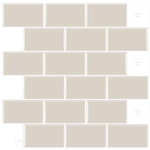 Image of WoStick 10-Sheets 3D Self Adhesive Wall Tiles, Peel and Stick Splashback, Metro Subway Style for Kitchen & Bathroom (30.5x30.5cm)