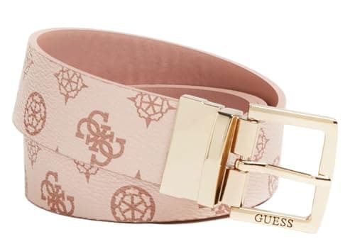 Image of GUESS (Women's Hansley Peony Logo Printed Belts (Pink, Medium)