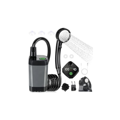 Image of Spopal Portable Shower for Camping, [Long-Lasting] 6000mAh Rechargeable Camping Shower Pump with Intelligent LED Display, 4 Spray Modes, IPX7 Waterproof Outdoor Shower Kit for Hiking Travel Pet (Grey)