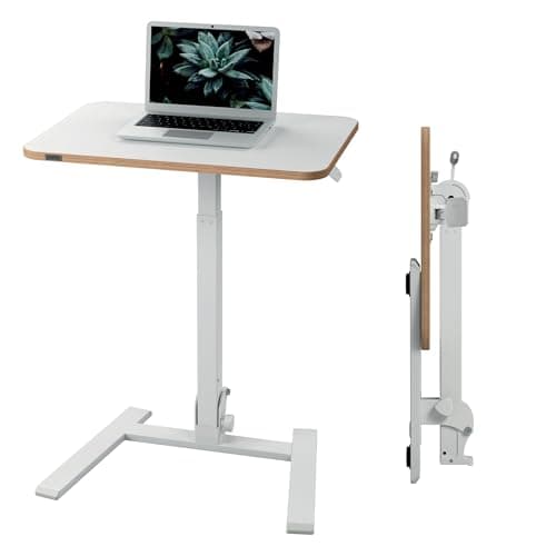 Image of Leitz Ergo Small Foldable Sit Stand Desk - Compact Laptop Desk with Carry Handle, Lightweight and Portable, For Home Office Use, Holds up to 20kg, (Table Size - 65cm x 46cm), White, 65880001