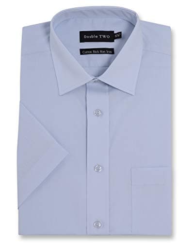 Image of Double Two Men's Short Sleeve Sky Blue Classic Fit Non-Iron Cotton Rich Shirt