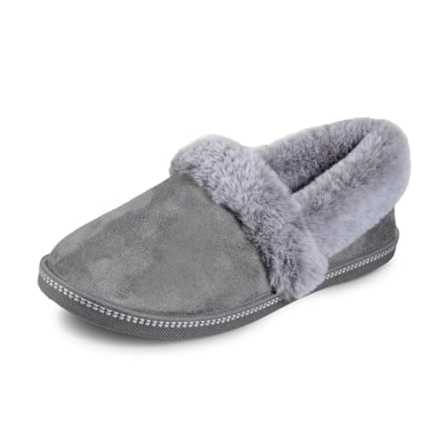 Image of Skechers Women's Cozy Campfire Team Toasty Slipper, Charcoal Microfiber Suede/Faux Fur Line, 5 UK