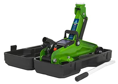 Image of Trolley Jack 2 Tonne Hi-Vis Short Chassis with Storage Case