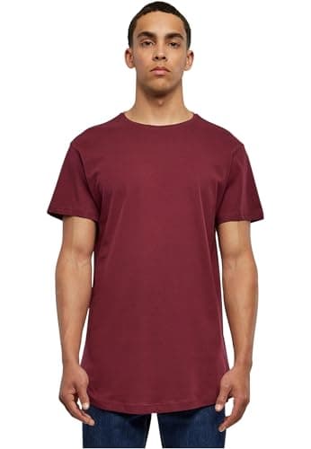 Image of Urban Classics Men's Shaped Long T-Shirt, Red (Port), Large (Manufacturer Size: L)
