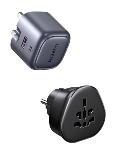 Image of UGREEN 35W USB C Charger Plug with Universal UK to EU Travel Adapter, Compact Dual Port Fast Charging Travel Kit for iPhone Samsung Europe Travel