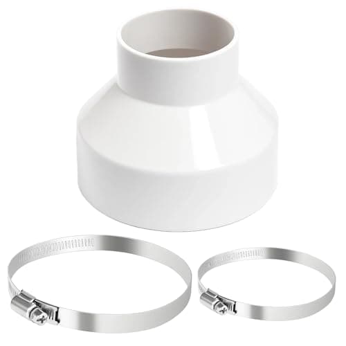 Image of 150mm to 100mm Duct Reducer, 150 to 100 mm Duct Connector for Extractor Fan Ducting, 3-Piece Set for 4 Inch Ducting and 100mm Ductings Pipe, Hose Clip Compatible