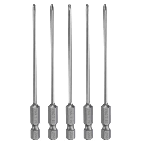 Image of sourcing map 5pcs #1 Phillips Screwdriver Bit PH1 1/4" Hex Shank 4" (100mm) Long Magnetic S2 Steel Industrial Grade Screw Driver Bit Cross Head Electric Drill Bits 0.098" (2.5mm) Rod