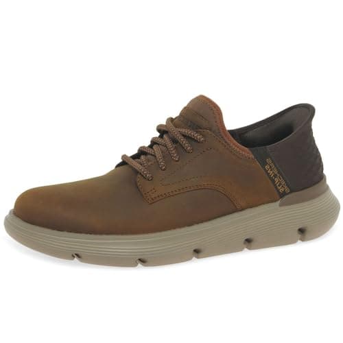 Image of Skechers Men's Garza Gervin Slip-On, Dark Brown Leather, 8 UK