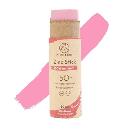 Image of Suntribe Natural Mineral Zinc Sun Stick SPF 30-30 g, Retro Red, Organic - 100% Natural, Reef Safe, Mineral UV-Filter - Very Water Resistant, Zero Waste - Winner Beauty Shortlist Awards 2022