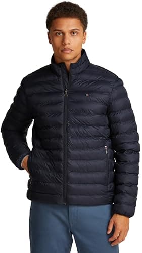 Image of Tommy Hilfiger Men's CORE PACKABLE RECYCLED JACKET MW0MW39990 Other Jackets, Blue, L