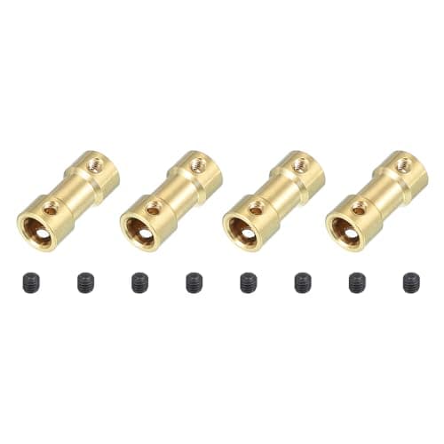 Image of PATIKIL Shaft Coupling Joint 3mm to 6mm, 4 Pcs Brass Motor Shaft Coupler Extension Connector Rigid Sleeve Adapter Transmission Joint with M3 Screws for RC Car Airplane Tires Motor Robot