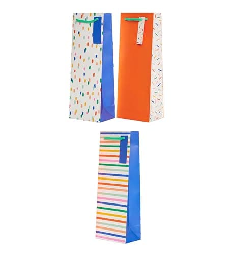 Image of UK Greetings | Multipack of 3 Bottle Bags | Party/Gift Bag | Birthdays/Weddings/Christmas | Colourful Designs | Pack of 3