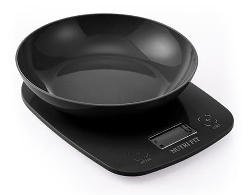 Image of NUTRI FIT Digital Food Weight Scale with Removeable Bowl 0.7L, 5kg/11lb Division 1g/0.1oz Kitchen Scale for Cooking Baking 4 Units Measurement in Ounces and Grams, LCD Display, AAA Batteries(Black)