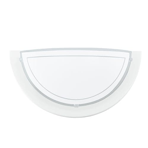 Image of Eglo Wall Light Fixture Planet 1, Living Room and Hall Lighting, White Steel and Clear Glass wall lamp, E27 Socket