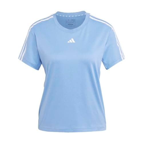 Image of Adidas Women's Aeroready Training Essentials Regular 3-Stripes T-Shirt, Blue Fusion/White, M
