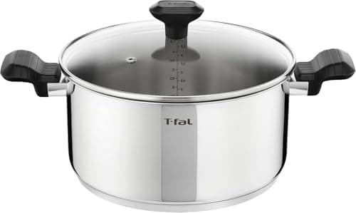 Image of Tefal Comfort Max 24cm Stainless Steel Stewpot, Durable Casserole Dish with Glass Lid, Induction Compatible, Ergonomic Stay-Cool Handles, C9734604