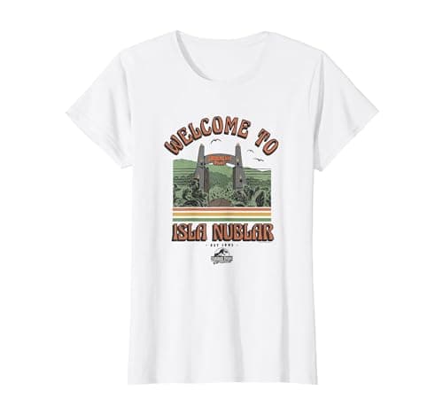 Image of Jurassic Park 30th Anniversary Welcome to Isla Nublar T-Shirt, Women, White, X-Large