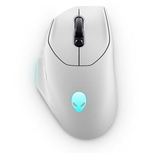 Image of Alienware AW620M - Wireless/Wired, 1 x 4-pin USB, 26000 dpi, 3.52oz (99g), 7 Buttons, Non-Slip Grip, Up to 140 Hours of Gaming - Lunar Light