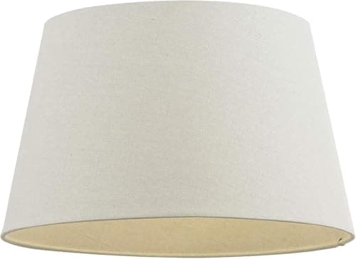 Image of Beau Modern Ivory Linen Effect Fabric E27/B22 Table Lampshade Tapered Light Shade 16 Inch, Cream