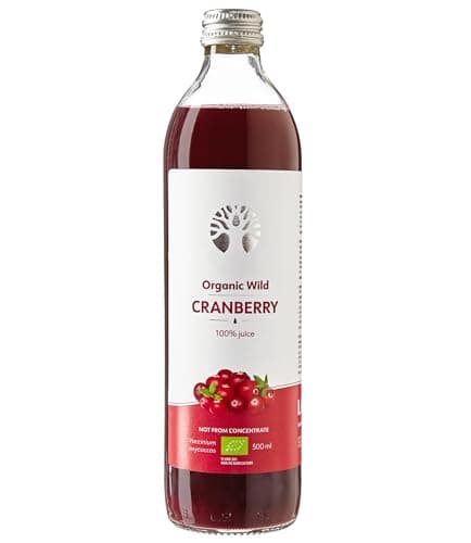 Image of LOOV Wild Cranberry Juice, Organic, 500 ml, 100% from Directly Pressed Organic Fresh Cranberries, Contains Polyphenols, no Sugar Added, no Water Added, Wild-Crafted