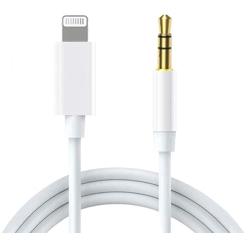 Image of Apple MFi Certified Aux Cord for iPhone, 3.3FT Lightning to 3.5mm Audio Jack Adapter, Lightning to Aux Cable for Car Home Stereo/Speaker/Headphone Compatible with iPhone 14 13 12 11 XS XR X 8 7, White