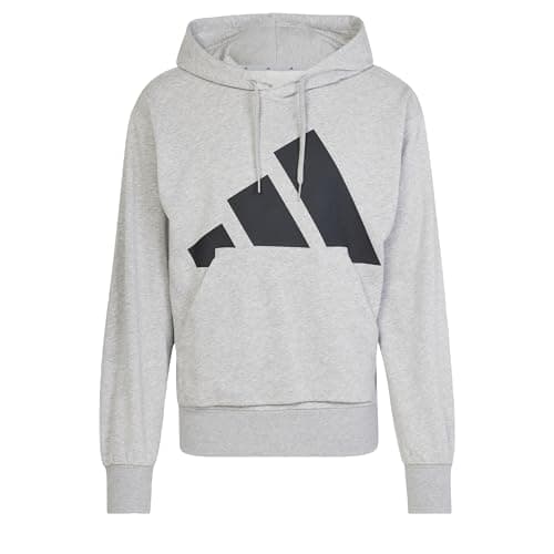 Image of adidas Men's ESSENTIALS BIG LOGO FRENCH TERRY HOODIE, Medium Grey Heather/Black, XL