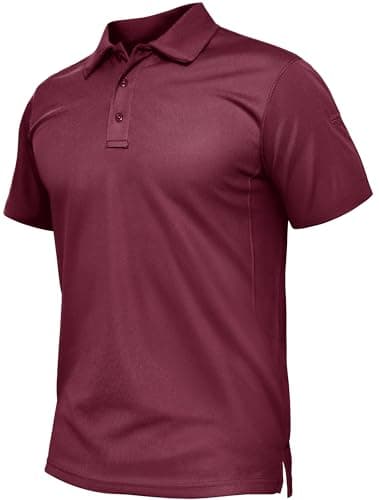 Image of TACVASEN Quick Dry Polo Tops for Men Short Sleeve Golf T-Shirt Lightweight Polo Shirts Casual Summer Tennis Polo Shirts Wine Red,L
