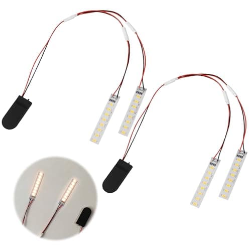 Image of Pack of 2 Miniature LED Lights for Dollhouses, 8-LED House Lighting with Battery Holder, 7.5 cm Warm White with Cable 35 cm, Double LED Panel for Model Making Lighting, Model Railway Lighting