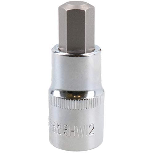 Image of 12mm Hex Bit Metric Allen Socket Male 1/2" Drive 55mm Length Strengthened Tip