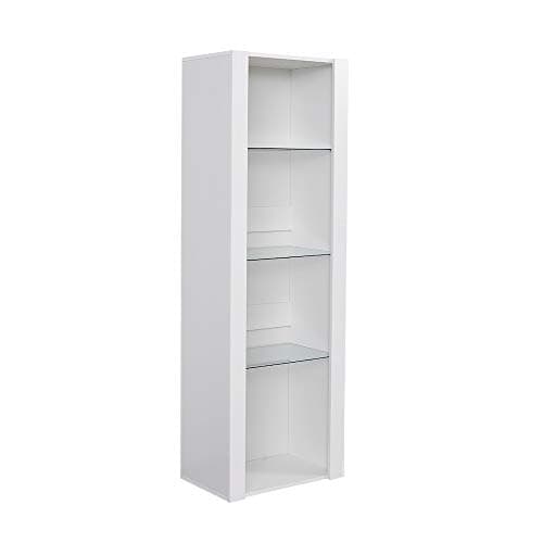 Image of Panana Modern Tall Display Cabinet Cupboard High Gloss Fronts Storage Cupboard with RGB LED Lights Living Room (White)