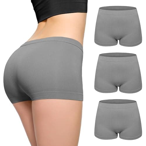 Image of Love My Fashions ® 3 Pack Womens Boxers Underwear Shorts High Waisted Seamless knickers for Ladies Stretchy Tummy Control, Breathable Hipster Multipack Shorts for Running, Workout Female Black Briefs