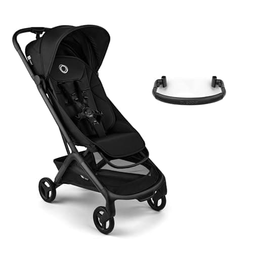 Image of Bugaboo Butterfly 2 Lightweight Travel Stroller Cabin Size - Set with Bumper Bar - One-Hand Fold Portable Pushchair, Baby Buggy with Reclining Seat, Storage Basket, Carry Strap – Heritage Black
