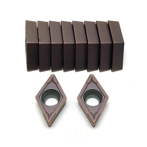 Image of 10Pcs DCMT11T304/11T308 Carbide Inserts, Internal Turning Tool for CNC Lathe, Steel Stainless(Dark brown,DCMT11T304)