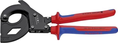 Image of KNIPEX Cable Cutter (Ratchet Action) for Steel Wire Armoured Cables (SWA Cable) in Blister Black Lacquered with Multi-Component Handles, 95 32 315 A