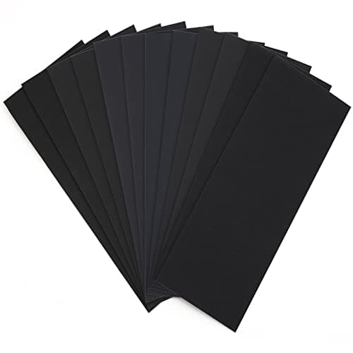 Image of 12 Pieces Wet and Dry Sandpaper, Assortment 600 800 1000 1200 1500 2000 High Grit Sandpaper, 22.86x9.14cm Fine Abrasive Paper Assortment, Ideal for Automotive Car Furniture Polishing