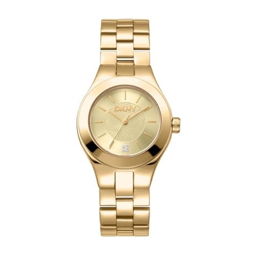 Image of DKNY Parsons Midi Quartz Watch 5 ATM, Gold, Standard Size, Modern