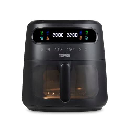 Image of Tower, T17123, Vortx Vizion 7.5L Air Fryer with Colour Digital Display, Digital Control Panel & 7 One-Touch Pre-sets, 1900W, Black